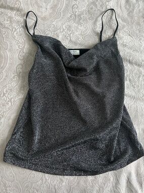 Babaton Metallic Charcoal Cowl Neck Camisole